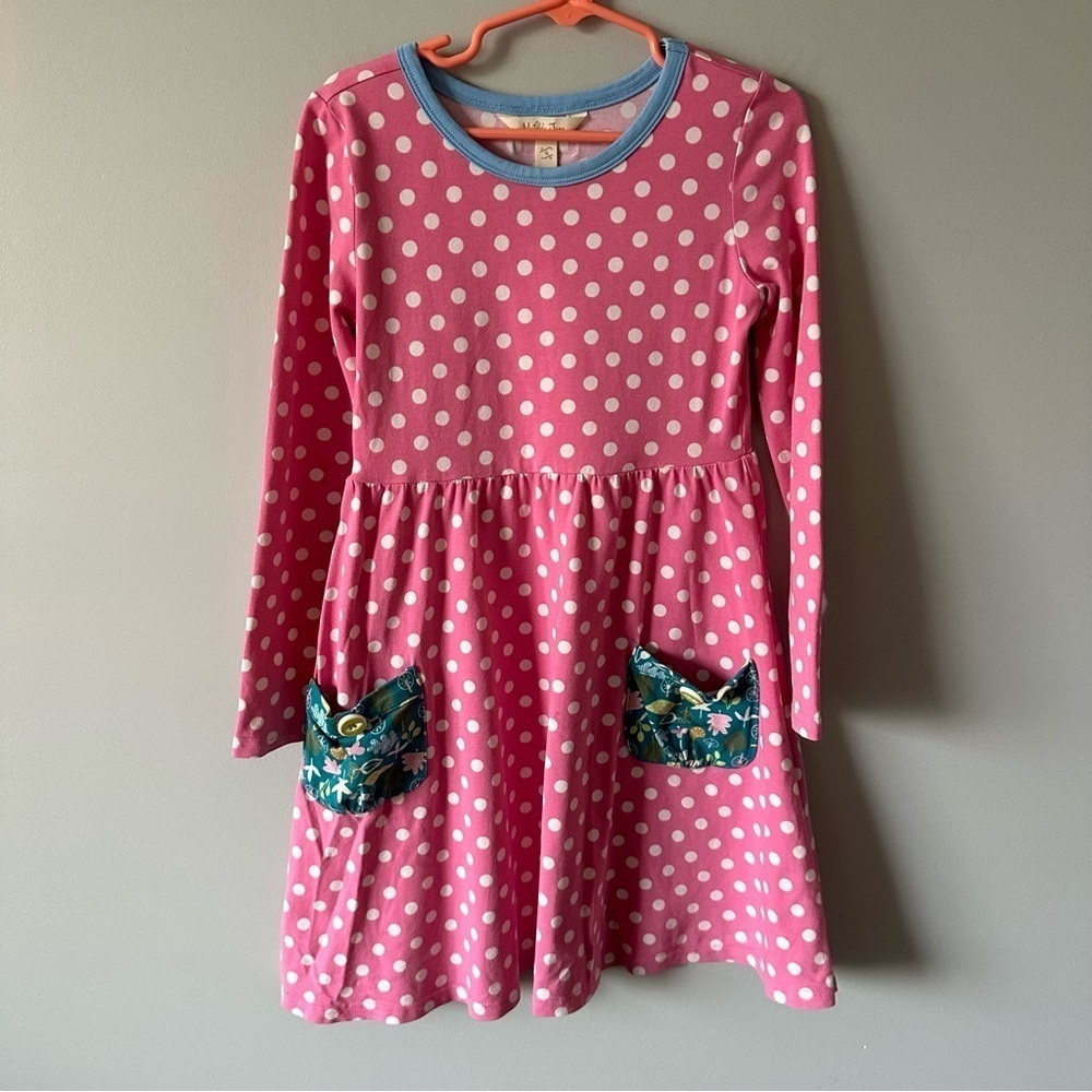Matilda Jane Make Believe Collecting Leaves Lap Dress Size 6 Pink Polka Dot